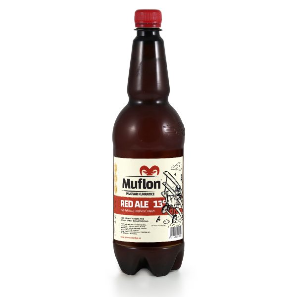 A 1L Beer Bottle of Muflon Red ALE
